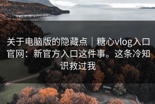 关于电脑版的隐藏点｜糖心vlog入口官网：新官方入口这件事。这条冷知识救过我