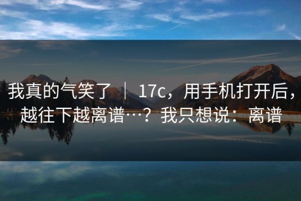 我真的气笑了 ｜ 17c，用手机打开后，越往下越离谱…？我只想说：离谱