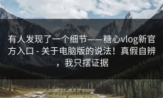 有人发现了一个细节——糖心vlog新官方入口 - 关于电脑版的说法！真假自辨，我只摆证据