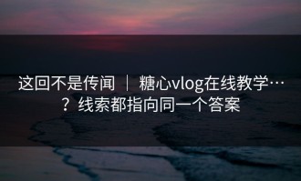 这回不是传闻 ｜ 糖心vlog在线教学…？线索都指向同一个答案